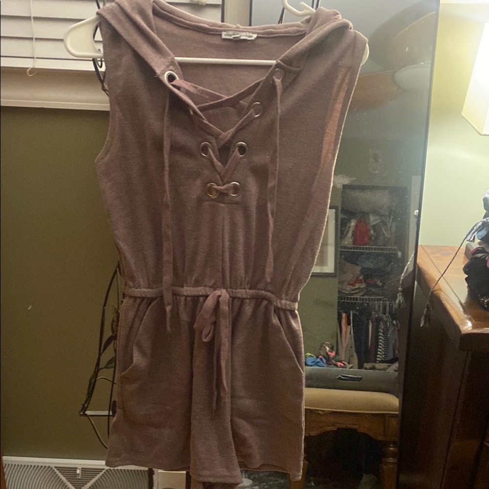 Charlotte Russe Sleeveless Lace-Up Romper